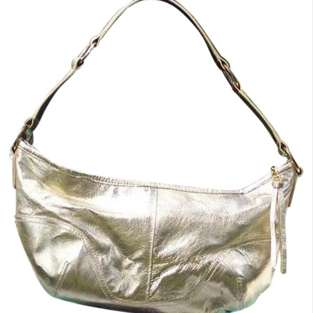 Cache Gold Metallic Leather Purse Top New Zip top Shoulder or Arm New NWT $118